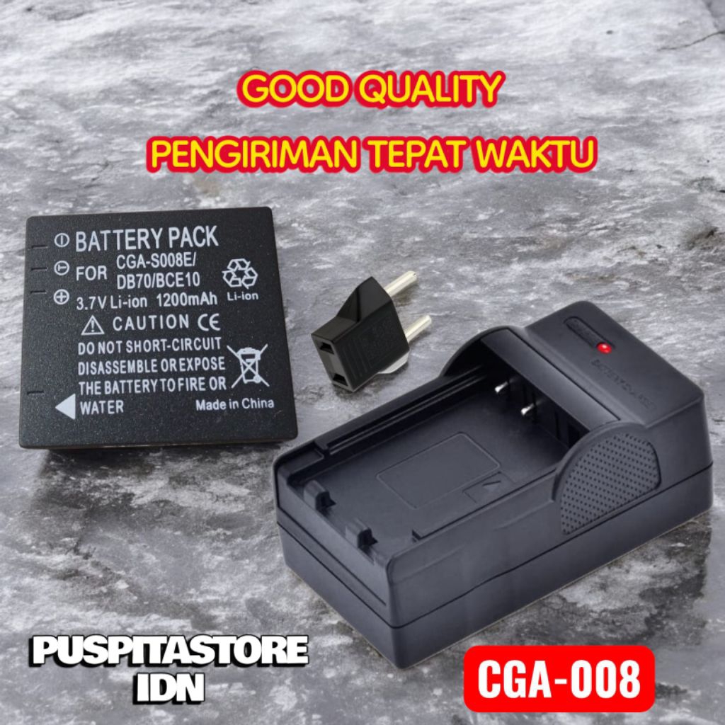 Charger & Baterai Lumix CGA-S008E DMW-BCE10 DMW BCE10 CGAS008 Batre Casan