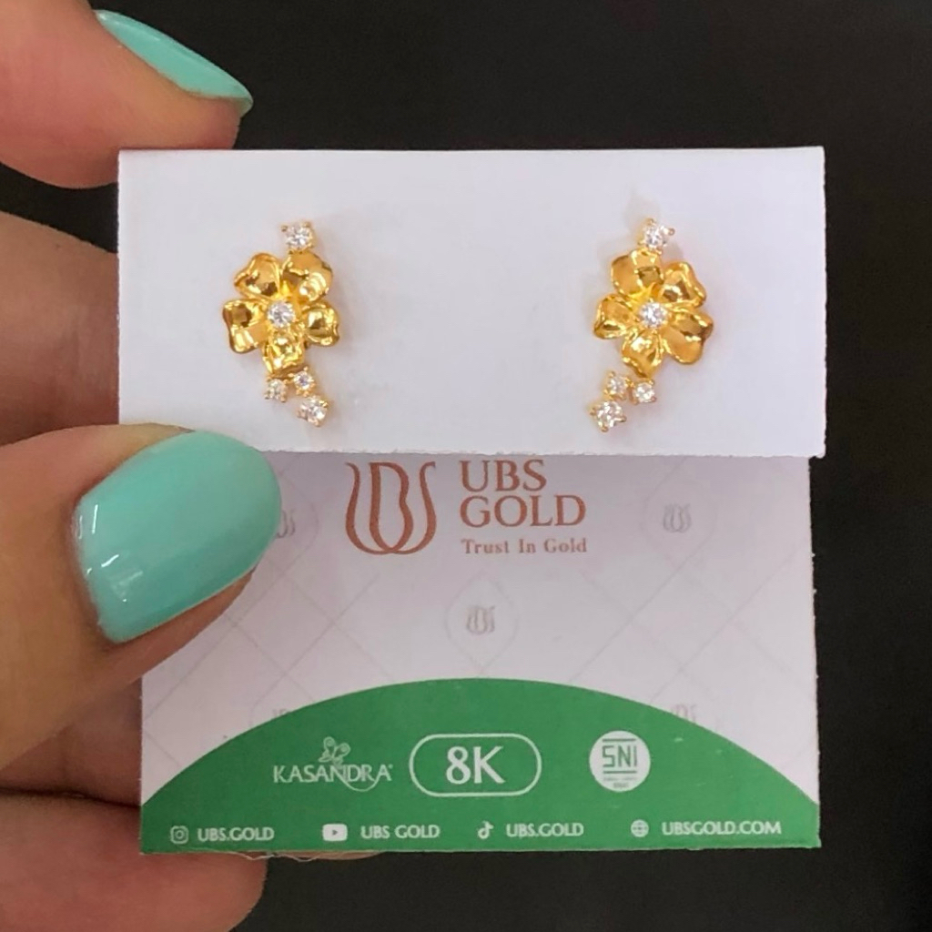 EV3- ANTING TUSUK BUNGA UBS 1.17GR KADAR 375 ULIR EMAS (GIWANG)