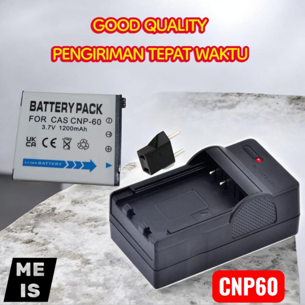 Charger & Baterai Casio Exilim NP-60 EX-Z80 EX-Z85 EX-Z90 EXZ80 EXZ85 CNP60 Batre Casan
