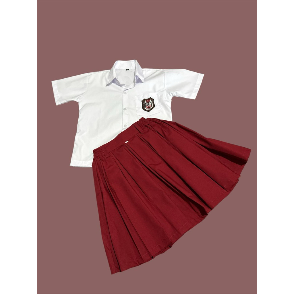Seragam Sekolah SD Perempuan Premium FAMATEX Setelan Atasan Lengan Pendek dan Rok Pendek Adumanis Fa