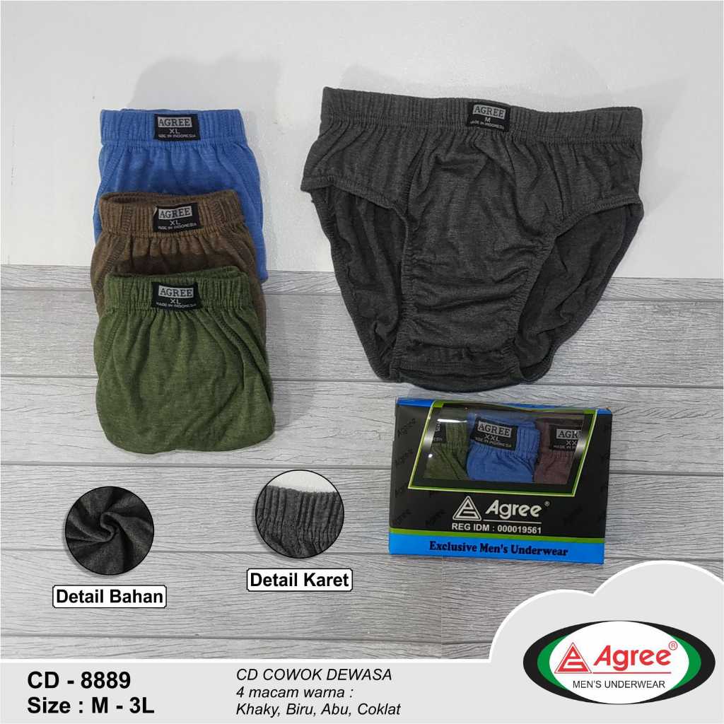 [ 3 PCS ] CD Agree 8889 | Celana Dalam Cowok Dewasa Agree Maxi | Agree 8889