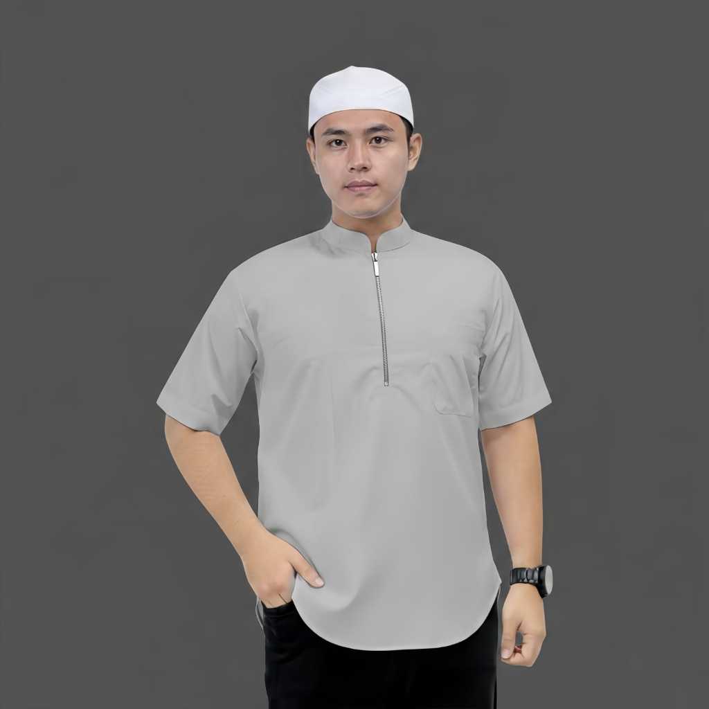 BAJU KOKO BIG SIZE VARIASI RESLETING DEPAN BAHAN KATUN