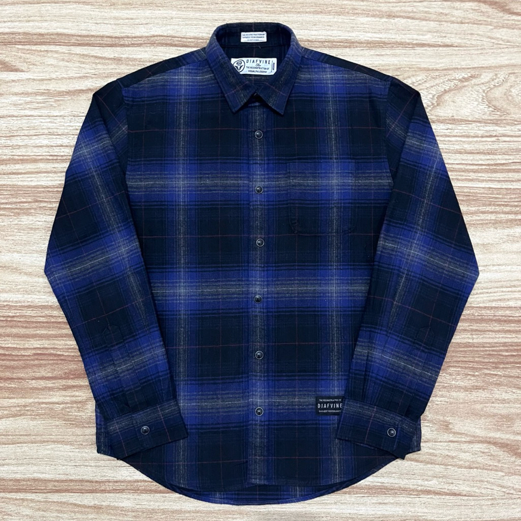Kemeja Flannel Veterano DIAFVINE Blue Black (L)