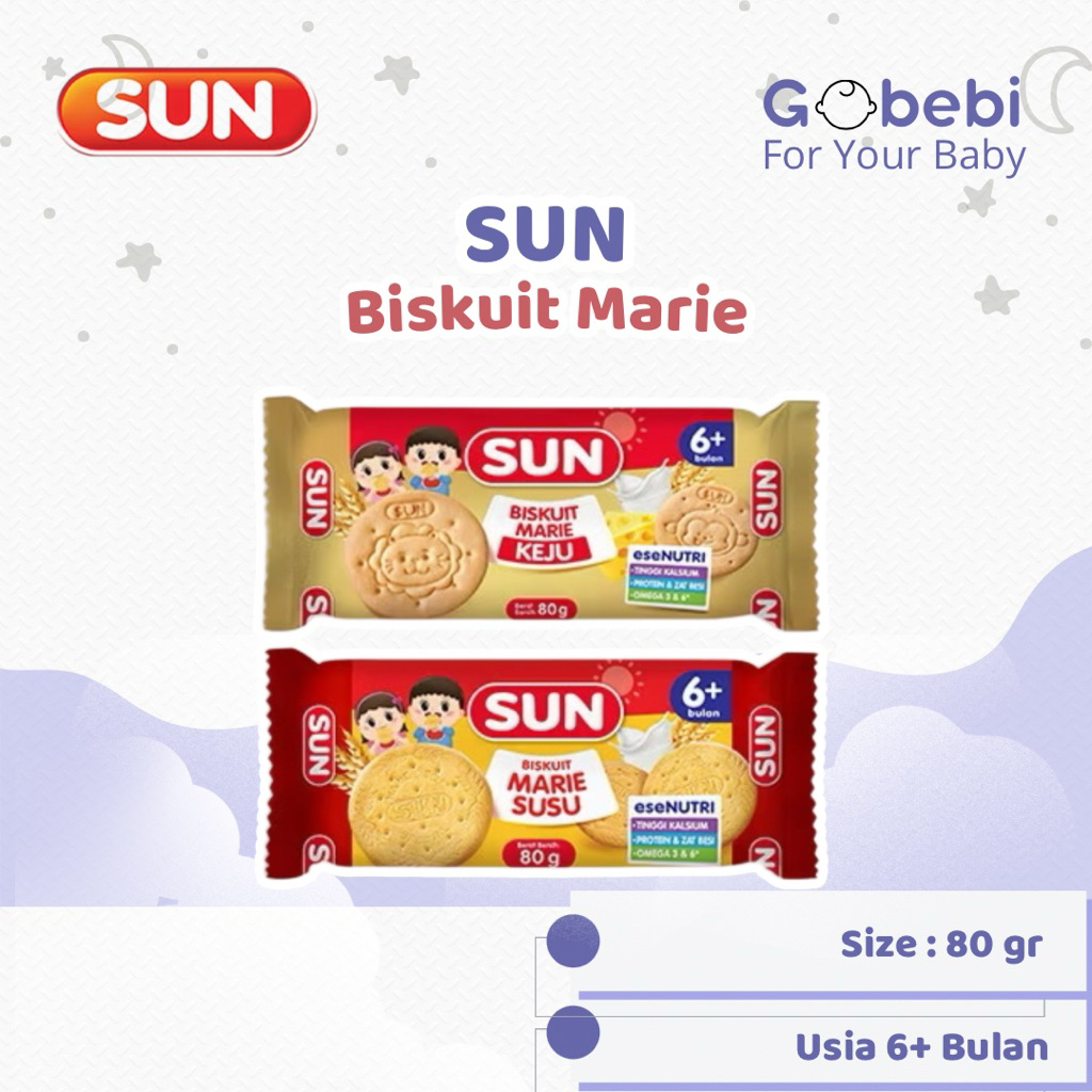 SUN Biskuit Marie Susu & Keju 80gr - Snack Bayi 6 Bulan+ Nutrisi Lengkap Kemasan Baru