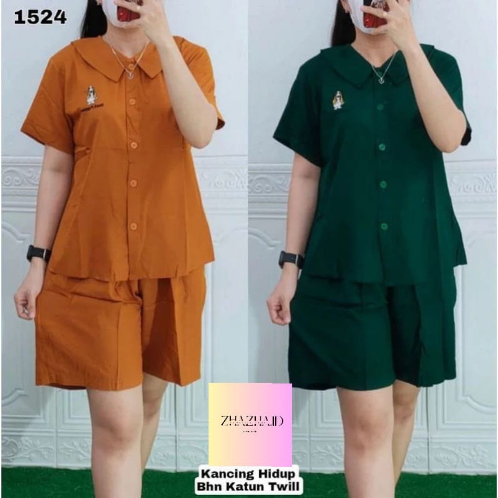 ONESET BAJU SETELAN PENDEK HARIAN WANITA KATUN RAYON PREMIUM KANCING