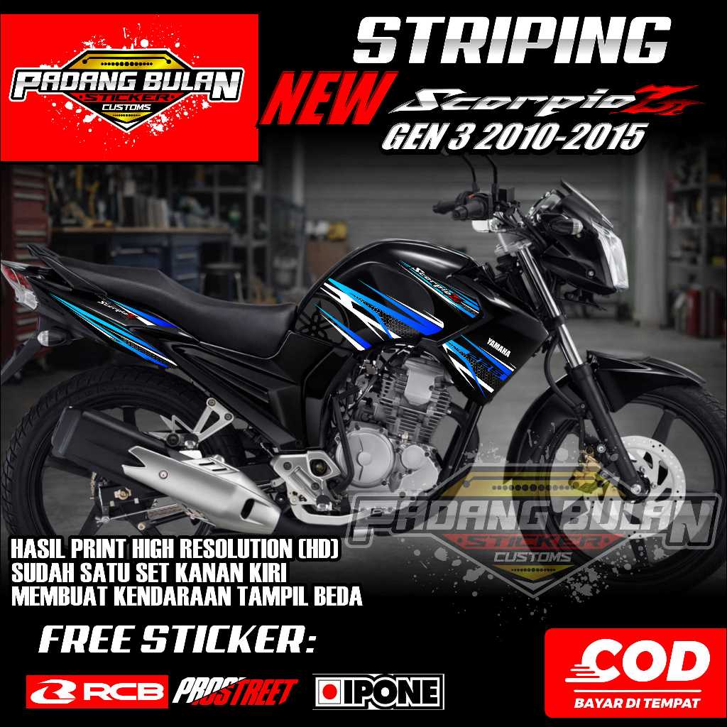 STRIPING YAMAHA NEW SCORPIO Z GEN 3 2010-2015 / STRIPING VARIASI NEW SCORPIO Z GEN 3 RACING