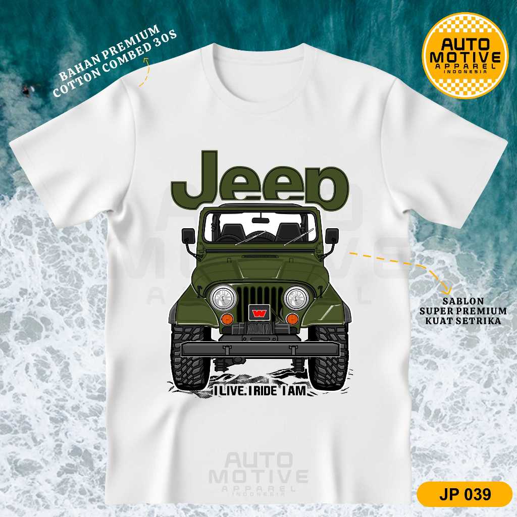 AUTOMOTIVE APPAREL Kaos Jeep CJ7 Tshirt Baju Mobil Jeep Offroad JP039