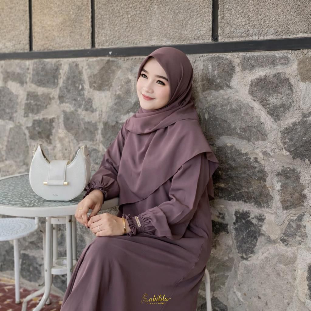 ABAYA QAYLA Terbaru Set Hijab Segi Empat Syar'i UK 130x130 Bahan Wolfis LUXURY GRADE A