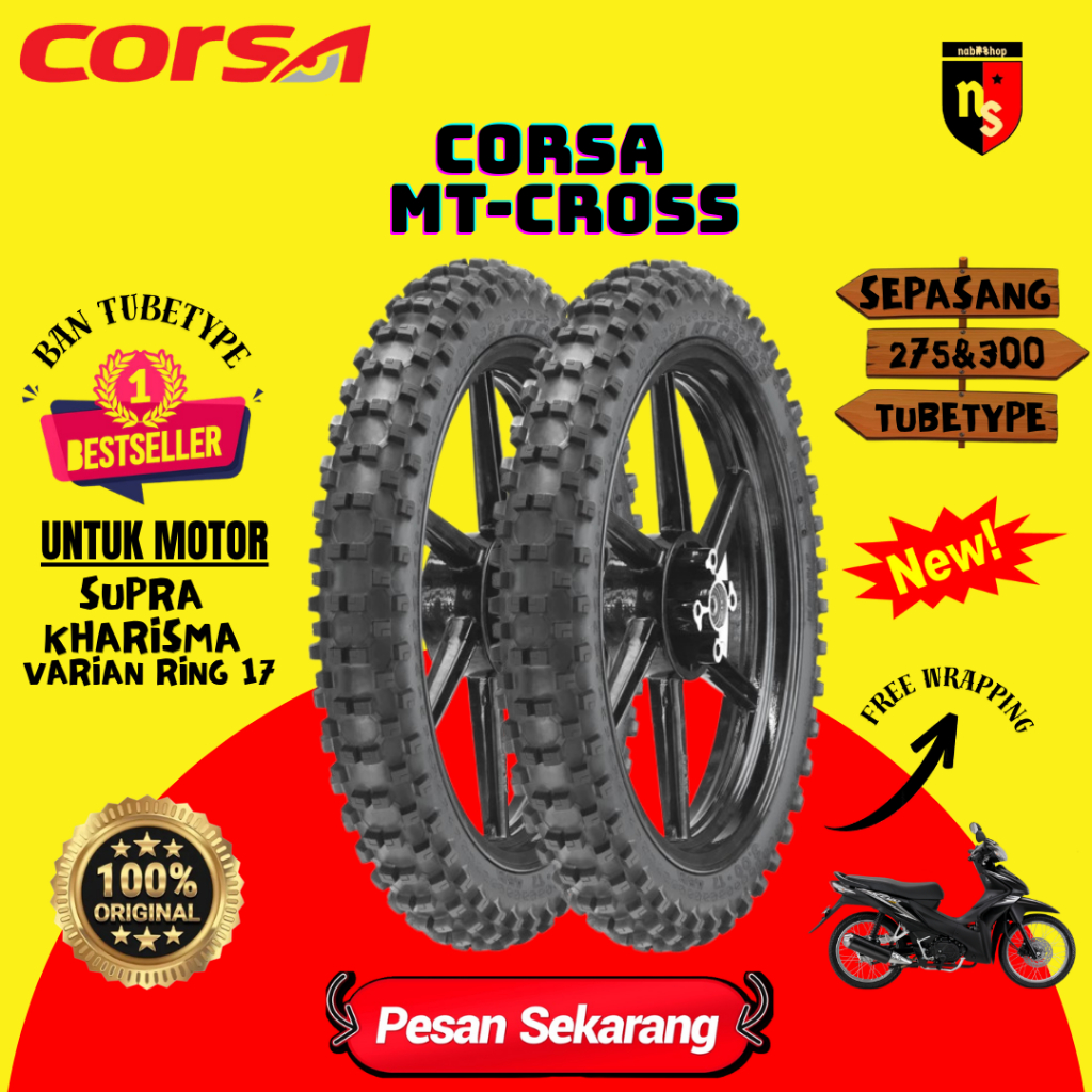 ban trail corsa MT cross Paket 275 ring 17 dan  300 ring 17