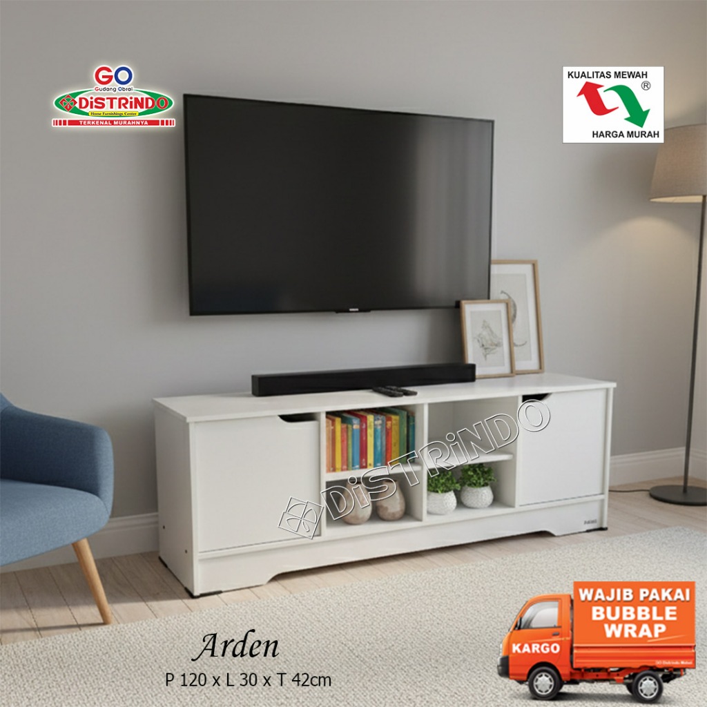 DISTRINDO Meja Rak TV dengan Lemari Rak Penyimpanan