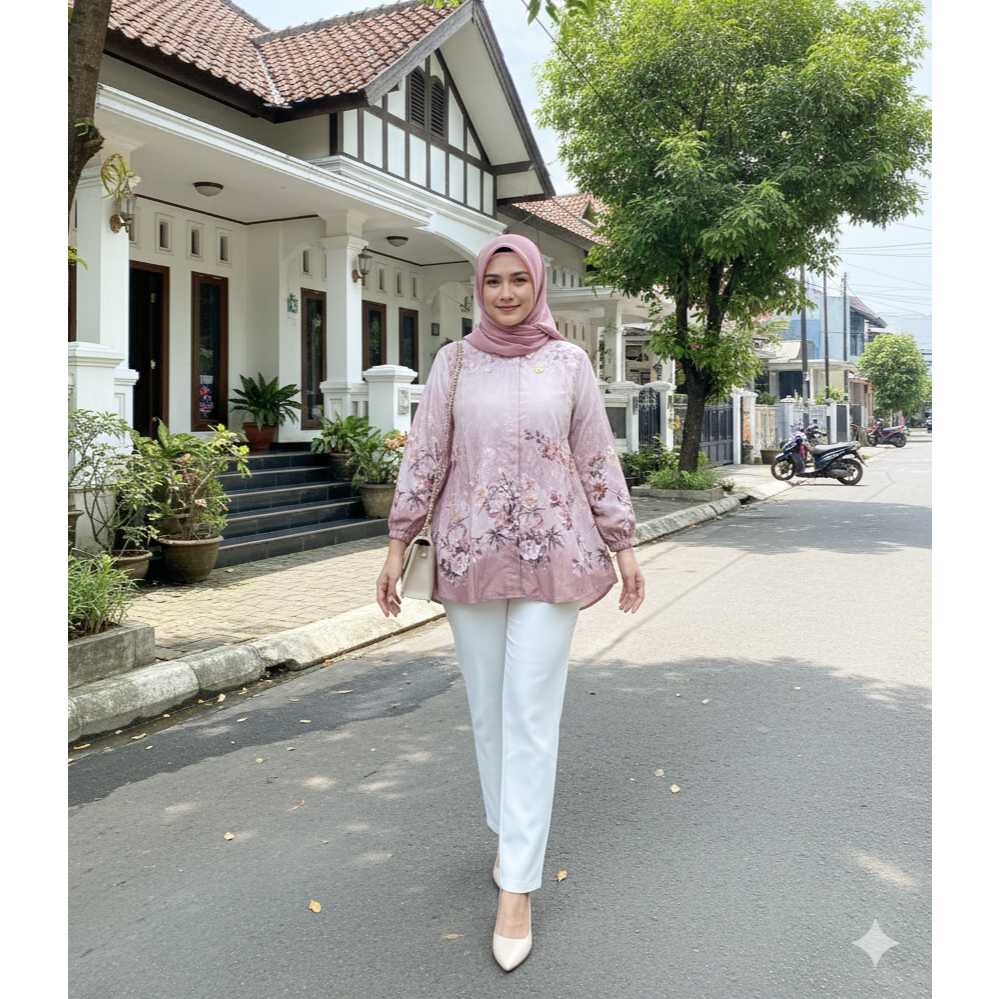 Real pict Deska Blouse tunik batik etnik motif terbaru katun dobby dobi deska by Berga collection