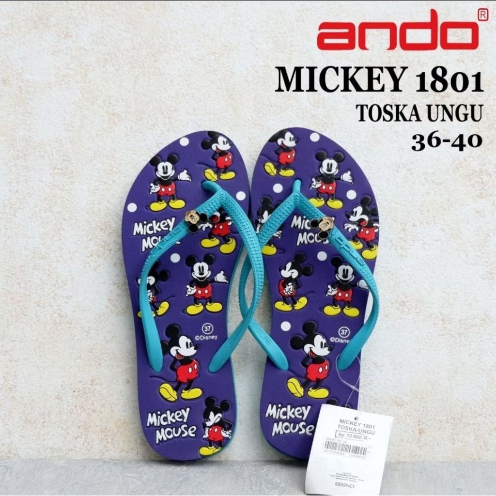 Sandal ANDO - Size 32-35 - MICKEY 1801 - MM 801 - SUPER GIRL - Sandal Jepit Anak Perempuan