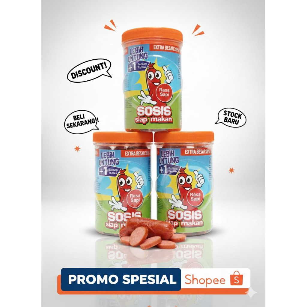 [PROMO] Sosis Sapi Siap Makan Toples Isi Lebih Banyak - Cemilan Enak & Praktis