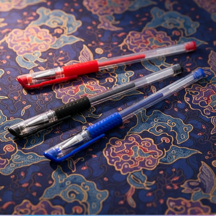Tashita Souvenir Pena Gel 0.5mm Standar Alat Tulis Hitam Merah Biru Tahan Lama