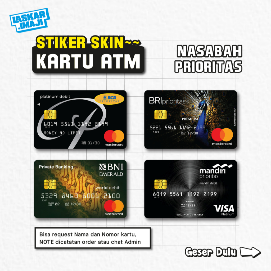 CUSTOM FAKE PRIORITAS - GARSKIN STIKER KARTU ATM DEBIT CREDIT EMONEY FLAZZ - STIKER VINYL
