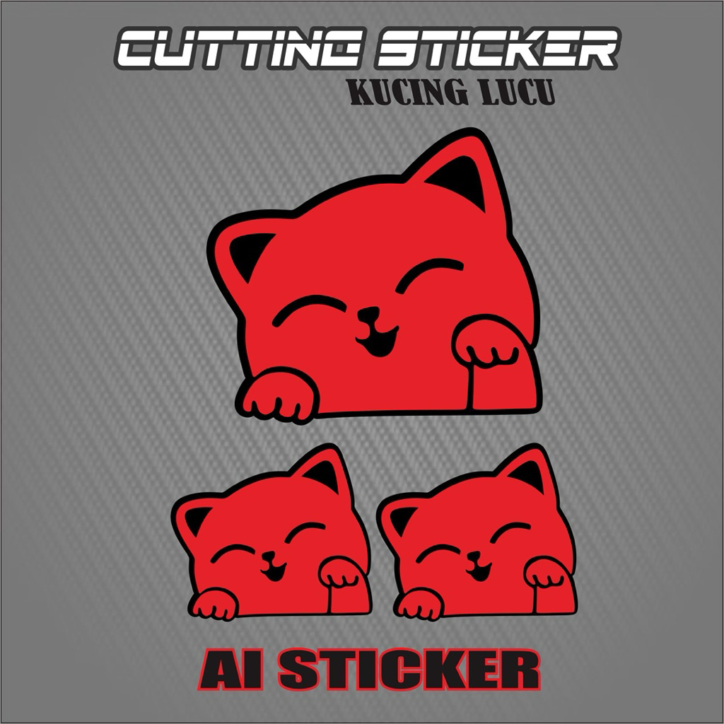 Sticker cutting kucing lucu imut isi 1 dan 2 Stiker cuting variasi helm laptop motor berkualitas