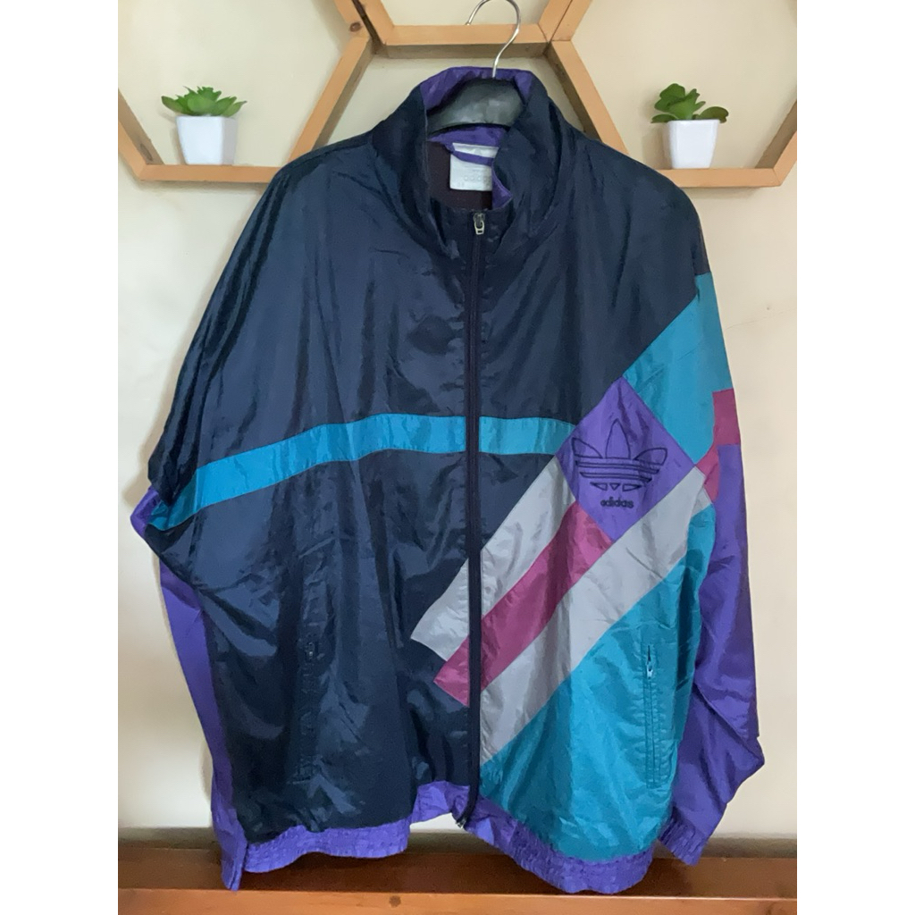Jaket Vintage Adidas Bunga Colourblock Oversize