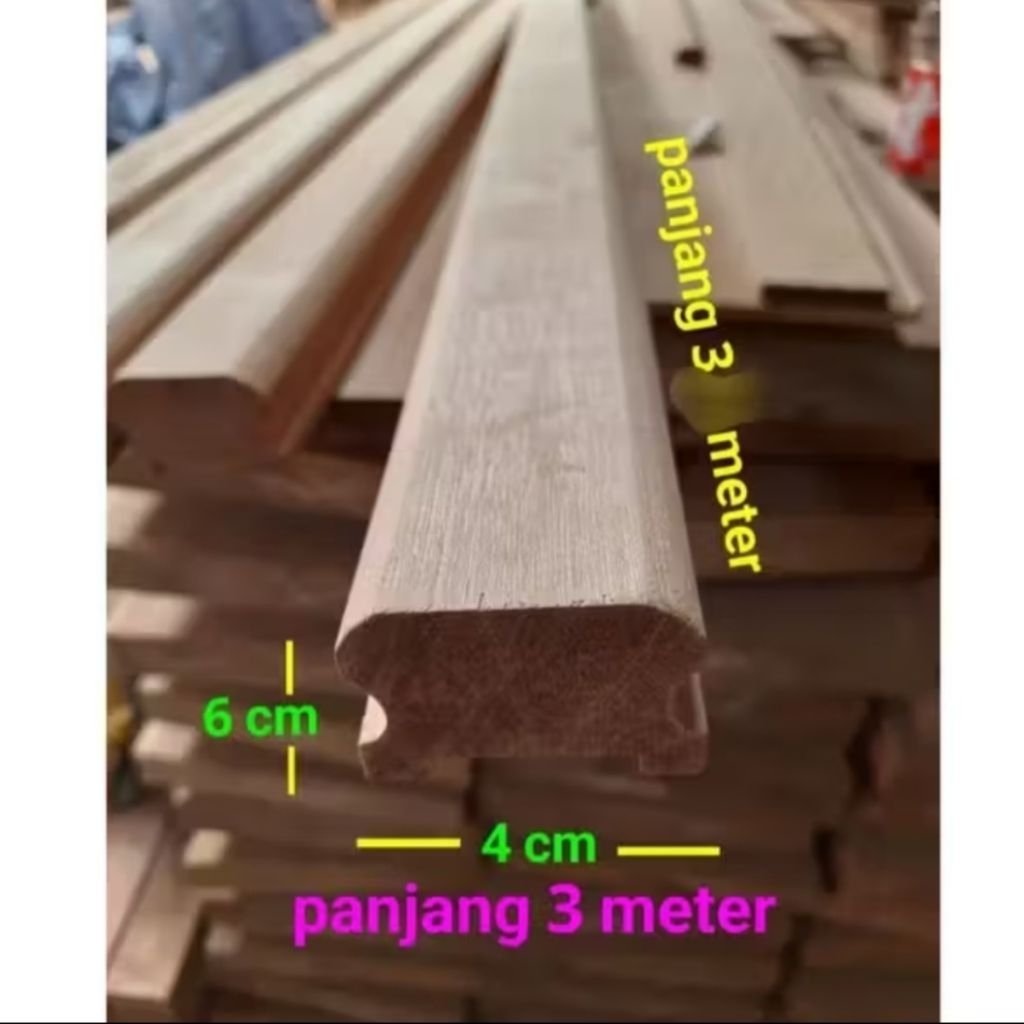 Handrail Reling Railing Kayu Kamper Singkil 4x6 x 3 meter belum dicat