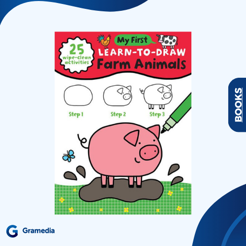 Gramedia Medan - IMPORT BOOK HOW TO DRAW WIPE CLEAN BOOK FARM ANIMALS
