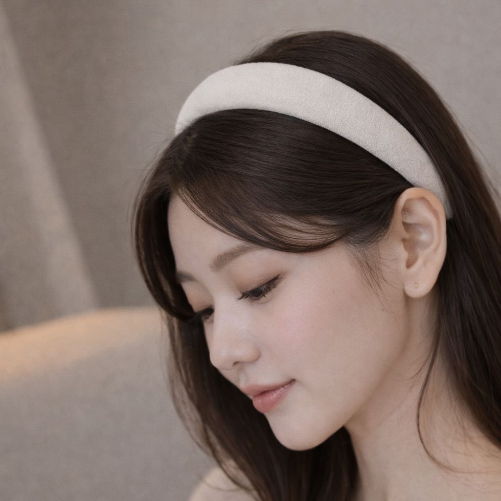 Headband / Bando Tebal Warna White – Bando Korea Elegan untuk Wanita & Remaja