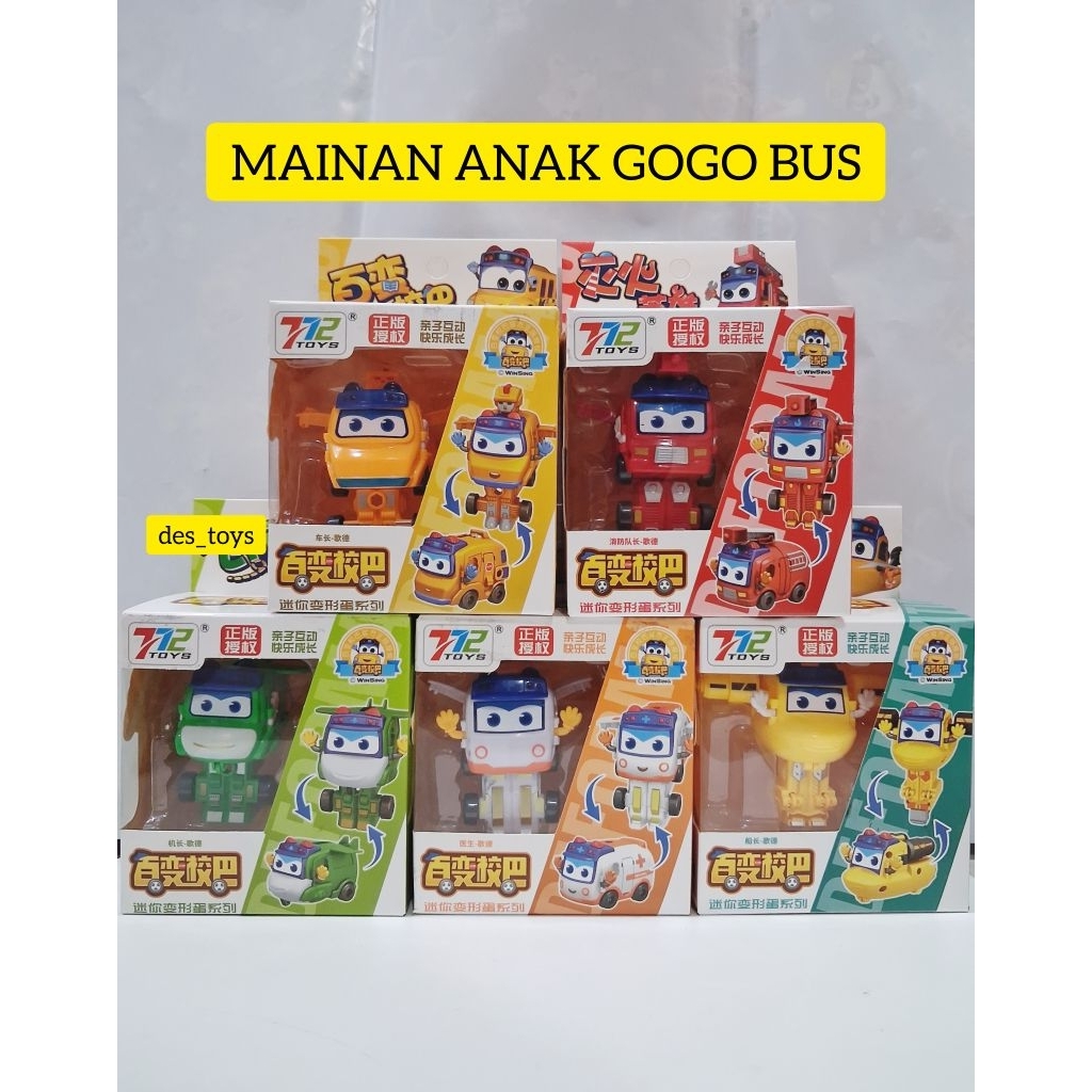 NEW MAINAN ANAK MAINAN GOGO BUS TRANSFORMING ROBOT/GOGO BUS MOBIL JADI ROBOT MANUAL