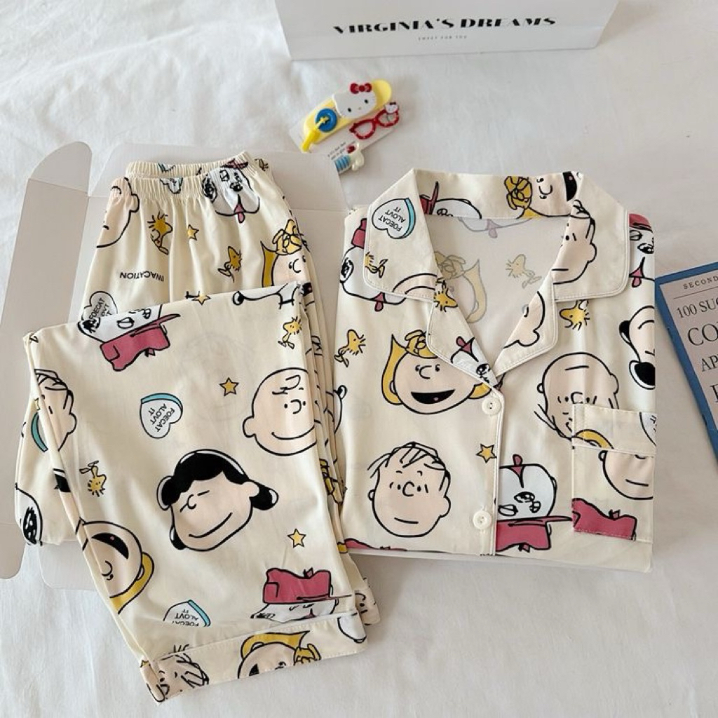 [PREORDER Shinchan] Simple Cartoon Pajamas – Set Baju Tidur Wanita Kasual