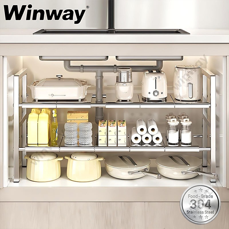 Rak Kolong Dapur Stainless Steel Rak Panci Rak Panci Susun Rak Pot Rak Panci Susun Rak Dapur Multi