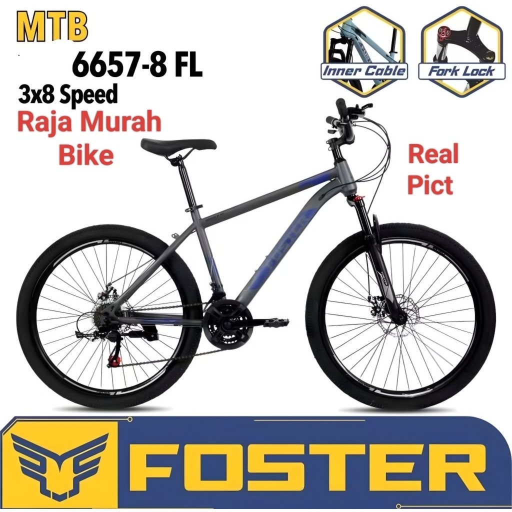 sepeda gunung mtb 24 inch foster 6657-8 fl sepeda mtb 24 inch foster pacific bike