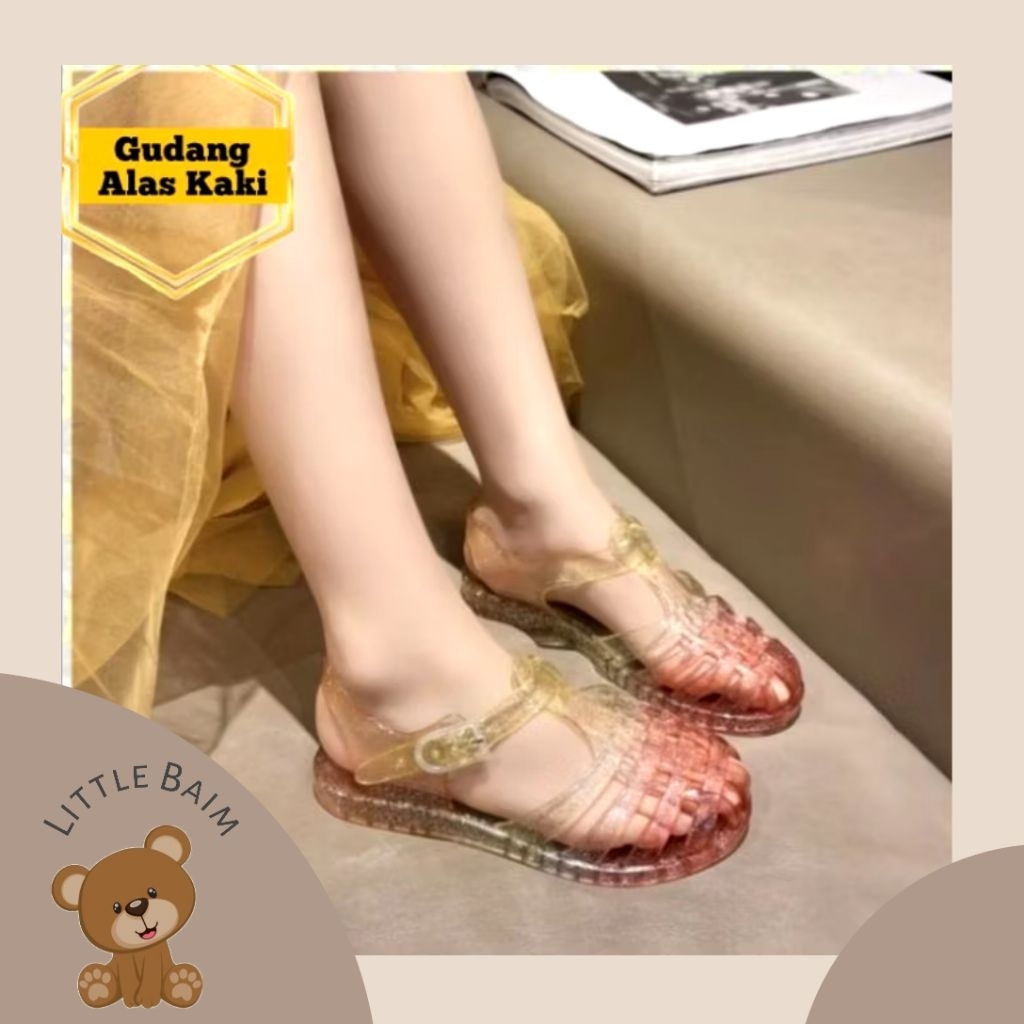 LITTLE BAIM/ jelly gesper gradasi kids/sandal anak wanita bahan karet jelly import/sandal anak/sanda