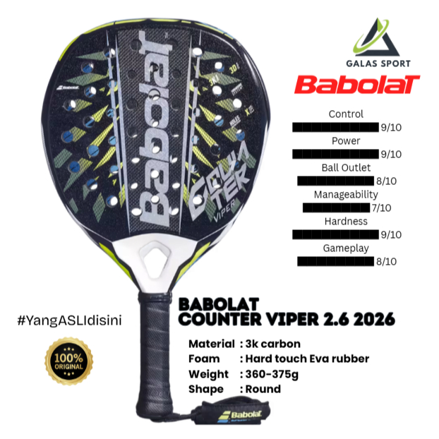 Babolat Counter Viper 2.6 2026 (Round) Carbon 3K Racket/Raket padel