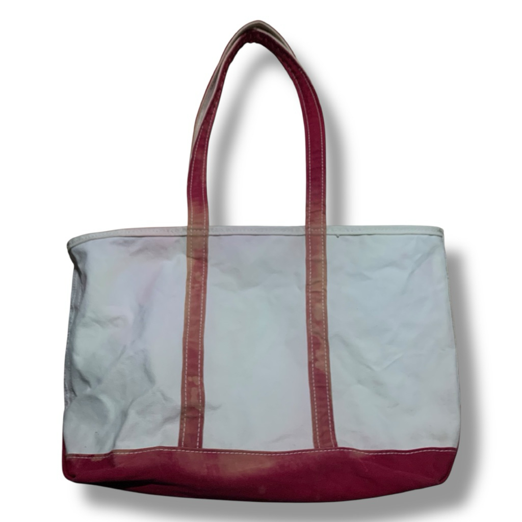 Vintage LL Bean Boat & Tote XL Made in Usa Canvas Bag Red White