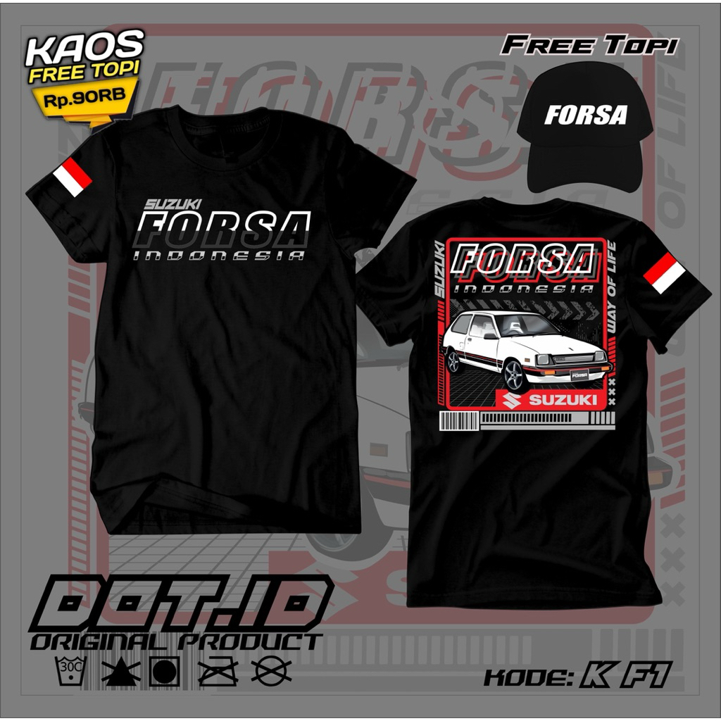 kaos forsa putih gratis topi T-shirt kaos forsa gratis topi