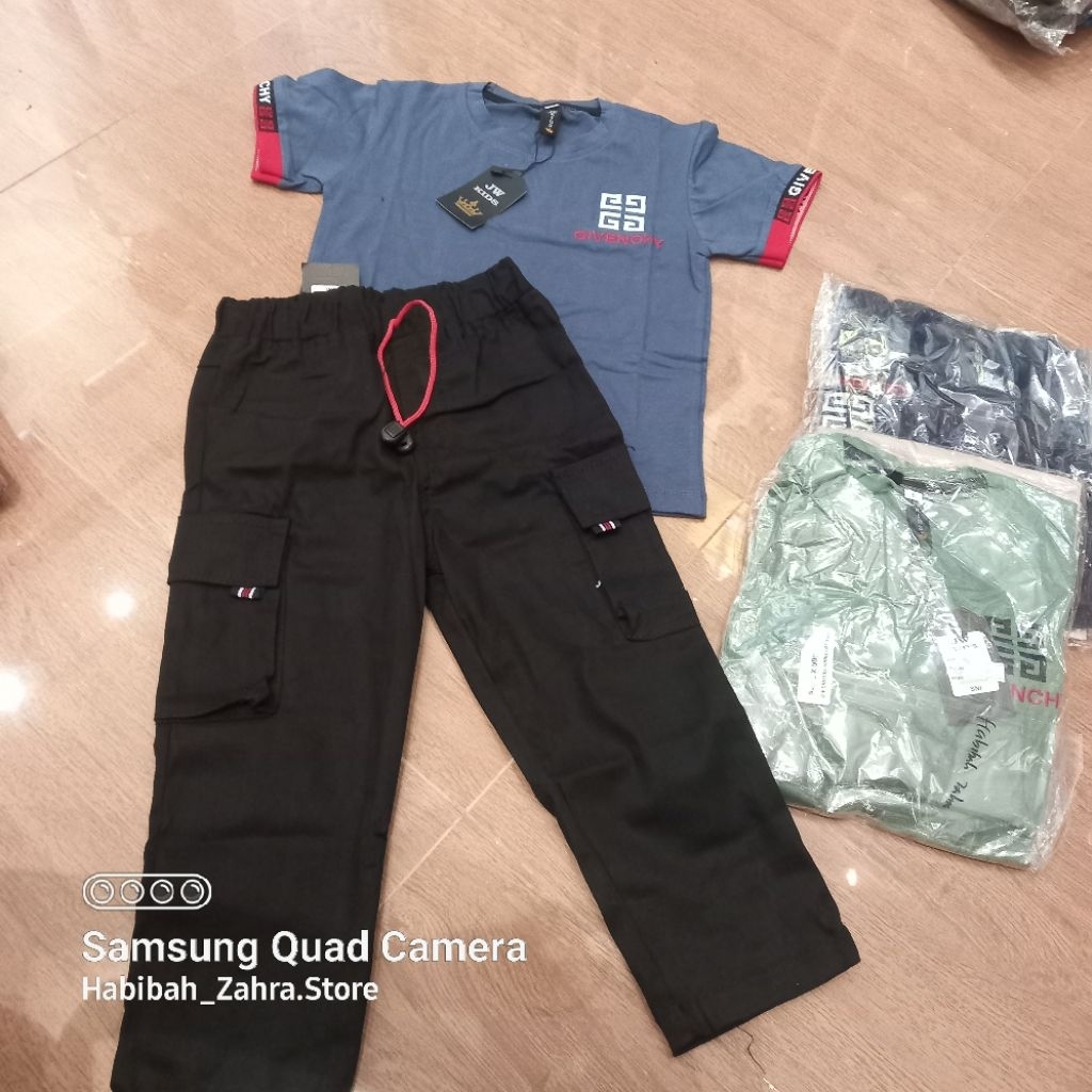 SETELAN ANAK LAKI LAKI KAOS GIVENCHY CELANA CINOS CARGO BY JW KIDS - HABIBAH ZAHRA STORE