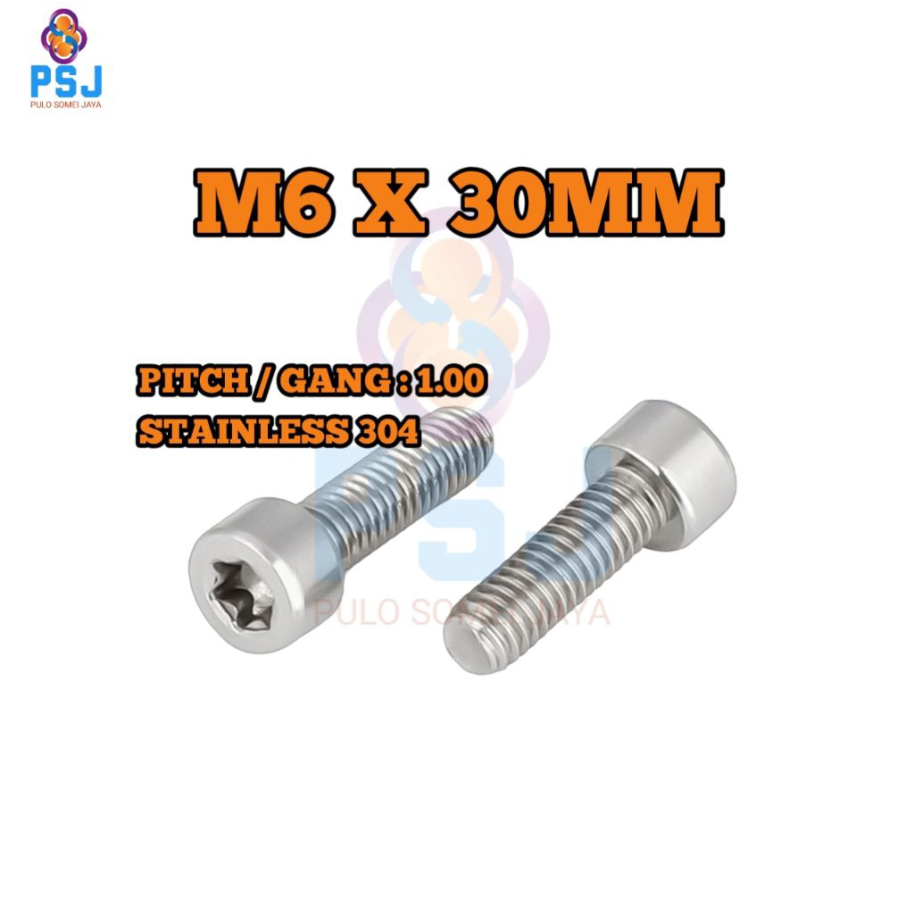 Baut L Bintang M6 x 30 Stainless 304 - Torx Socket Screw