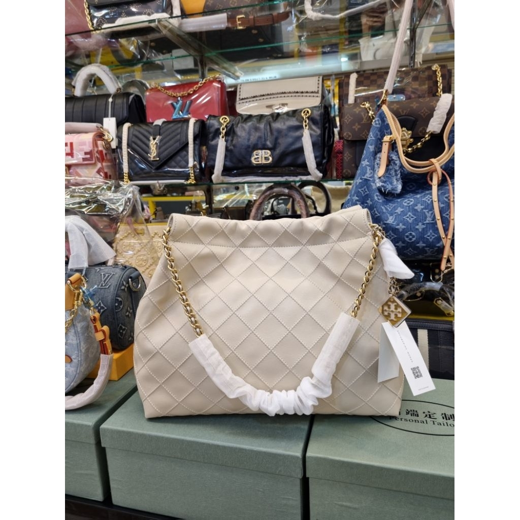 TORY BURCH Fleming Soft Chain Hobo Shoulder Bag Rantai Tote Bag Tas Wanita Genuine Leather Kulit Lam