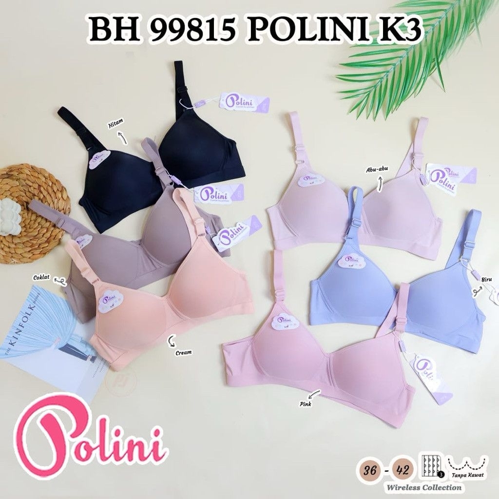 Bra POLINI 99815 BH Polini Tanpa Kawat Kait 3 Cup B Premium