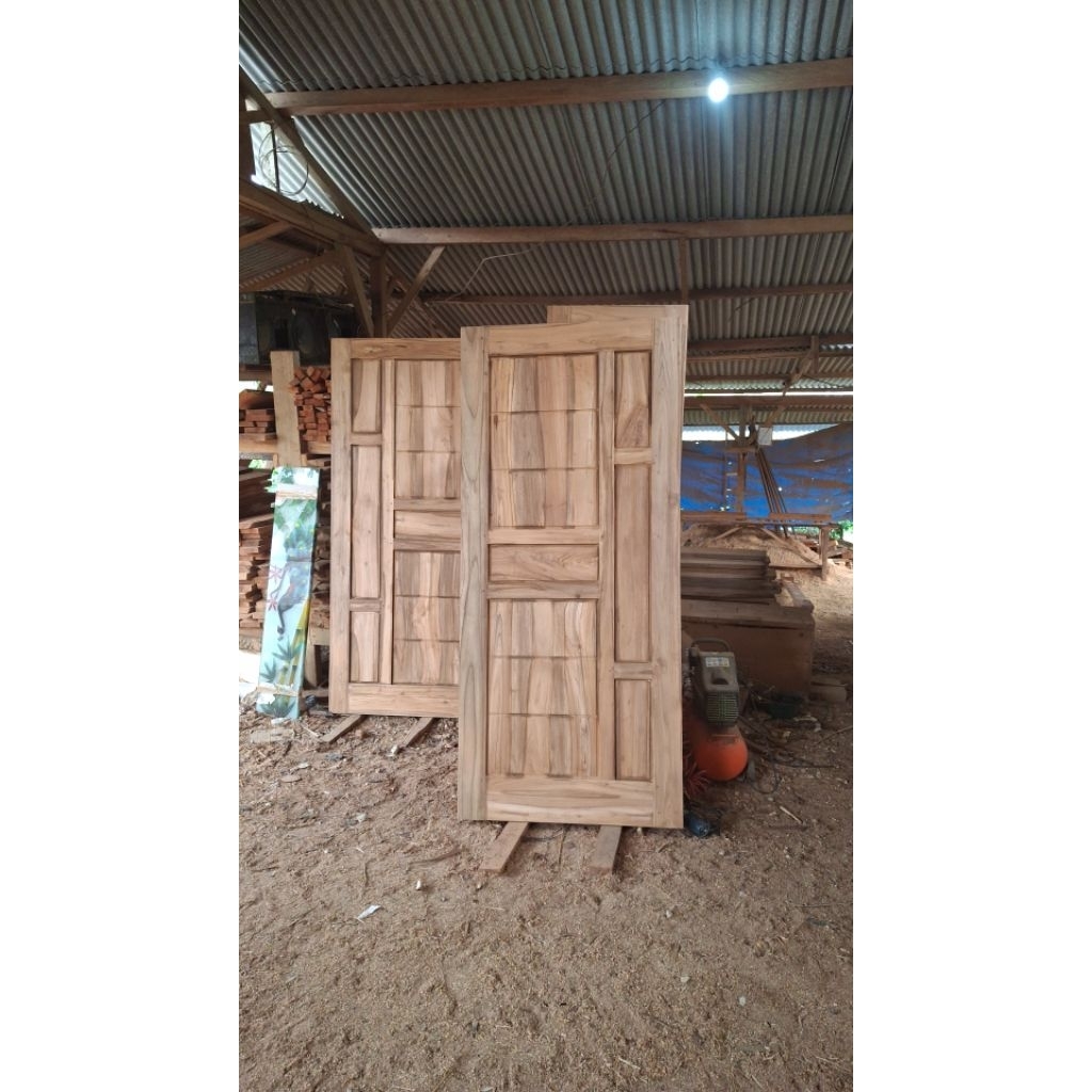 pintu jati minimalis dan kusen/gawang 6/12+pintu kayu jati kering garapan halusan