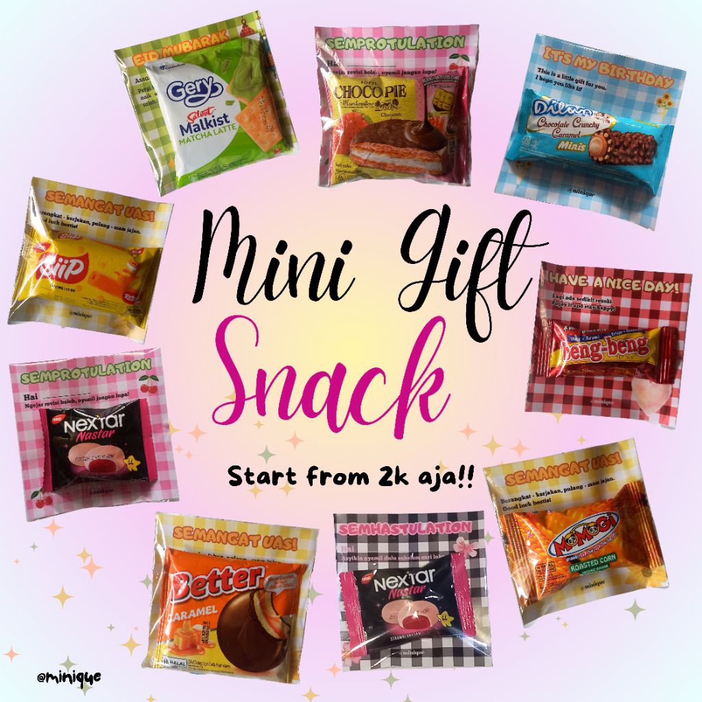 Mini Gift Snack for birthday, UTS/UAS, Sempro/Semhas, Internship, KKN, PKL, etc