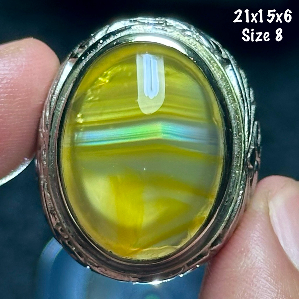 Cincin Batu Akik Natural Iris Junder Pelangi Kristal (asli alam)