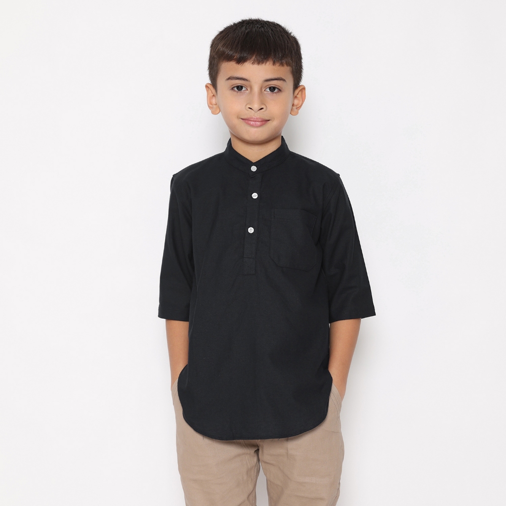 Dancus Kemeja Koko Pakistan Anak / Koko Kurta Anak Warna Hitam OLRM262