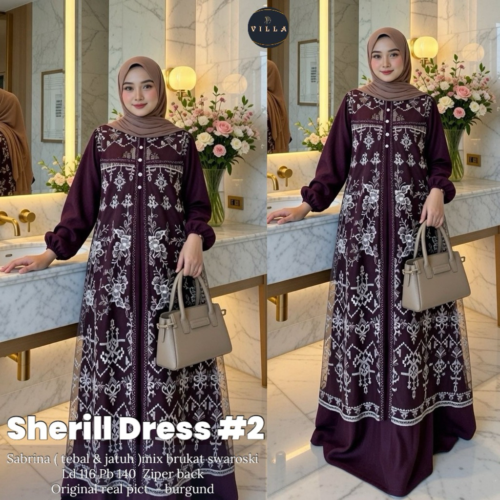 SHERILL DRESS NADIA TIANI ETNIK ONE SET BY VILLA | omeset setrok setelan tunik midi dan rok