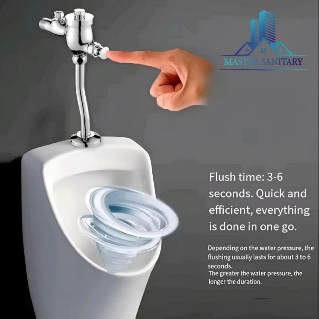 Push Urinoir Kencing Stainless Brass / Kran Flush Urinoir Toilet Set Minimalis