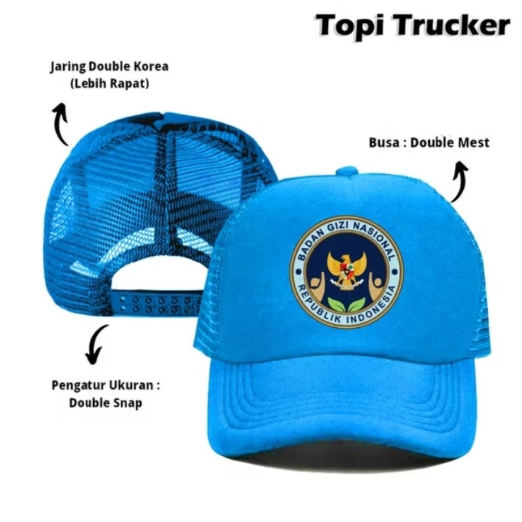 Topi Jaring Dewasa Logo BGN/ Bahan Jaring Logo BGN