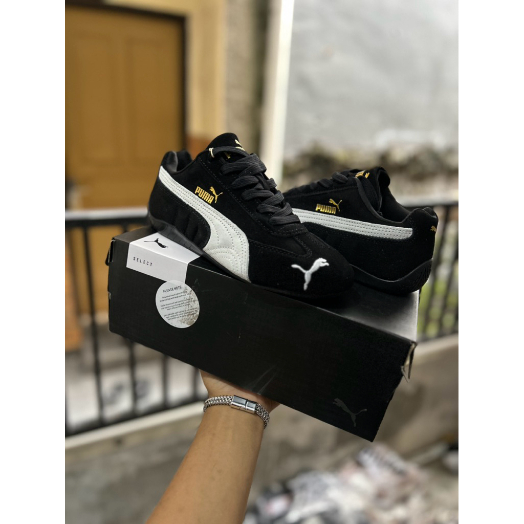 sepatu casual pria wanita puma spedcet hitam putih