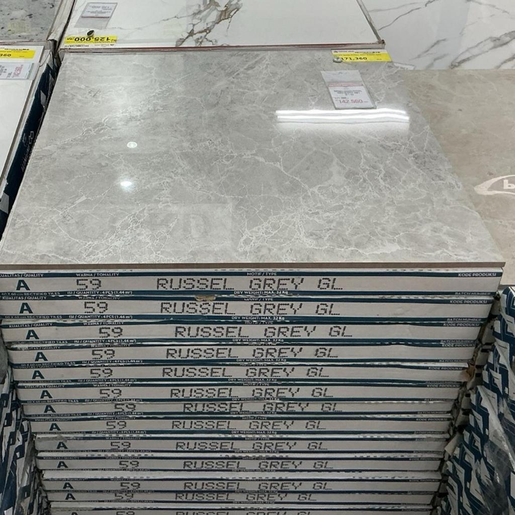 Granit INFINITI Russel Grey 60x60 – Granit Lantai Premium Glossy, Elegan & Tahan Lama