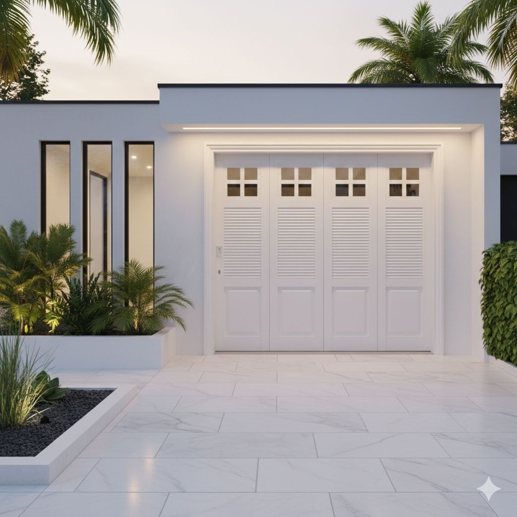 PINTU GARASI MODEREN LIPAT DAN RELL TIKUNG ATAU SLIDING