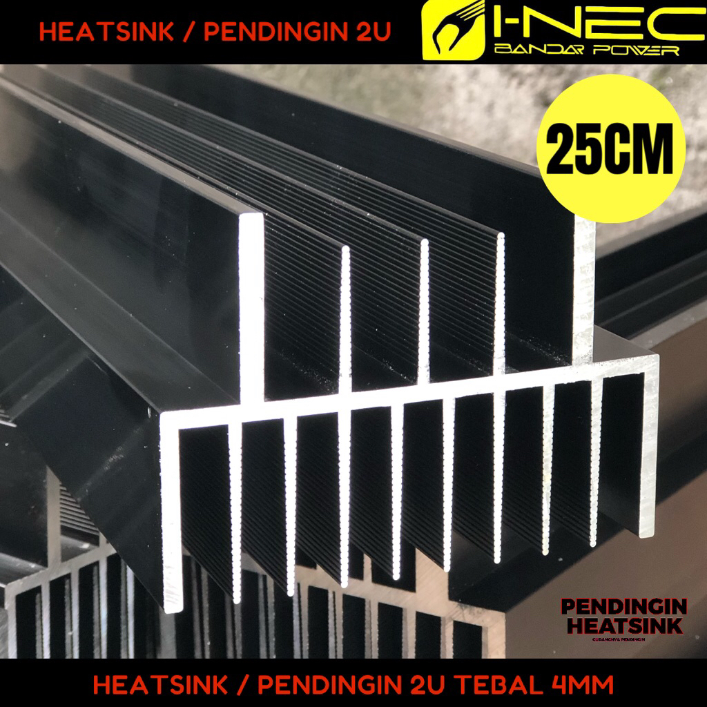 HEATSINK / PENDINGIN 2U HITAM 25CM , TEBAL.4MM