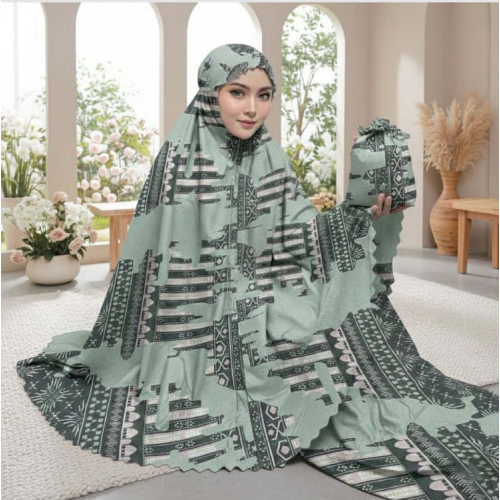 MUKENA DEWASA KEKINIAN TRAVELLING INARA LASERCUT LUXURY 2IN1 RESLETING