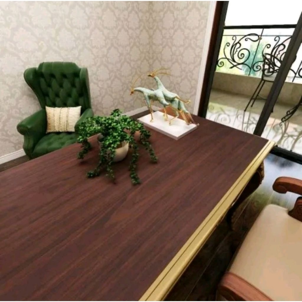 wallpaper stiker dinding kayu coklat tua, cocok buat dinding ruangan, meja, lemari, bahan PVC, anti 