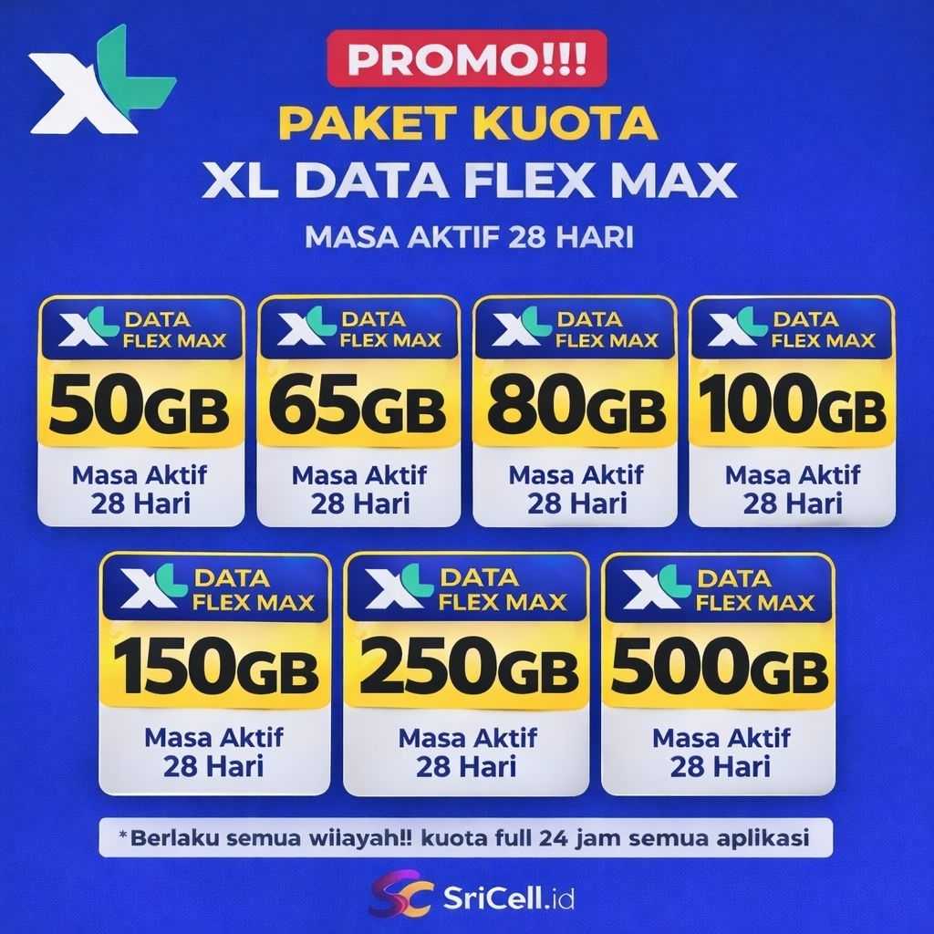 PAKET DATA XL FLEX MAX KUOTA NASIONAL 28 HARI SUPER MURAH PROSES CEPAT
